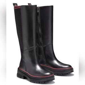 TIMBERLAND Malynn Waterproof Tall Black Leather Zip Boots Women's Size 6.5 NIB